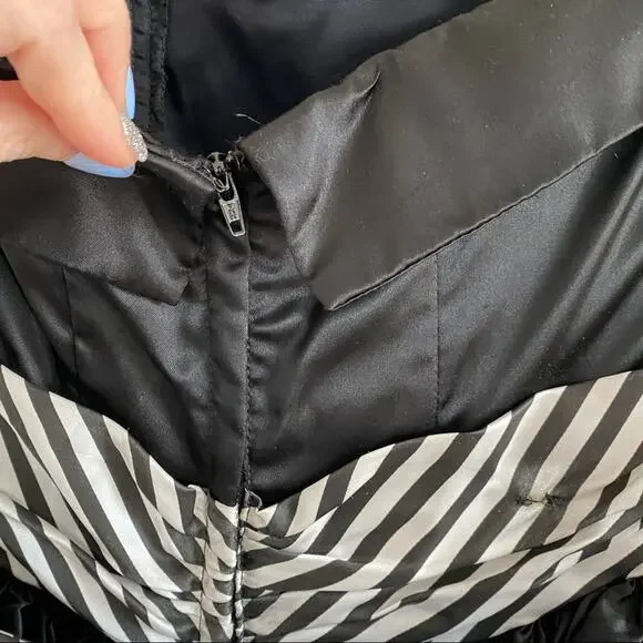 Vintage 1980s Gunne Sax formal prom dress strapless black white bow 3 - Picture 9 of 11